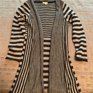 cocogio alpaca/wool blend Striped Black and Cream Women's cardigan